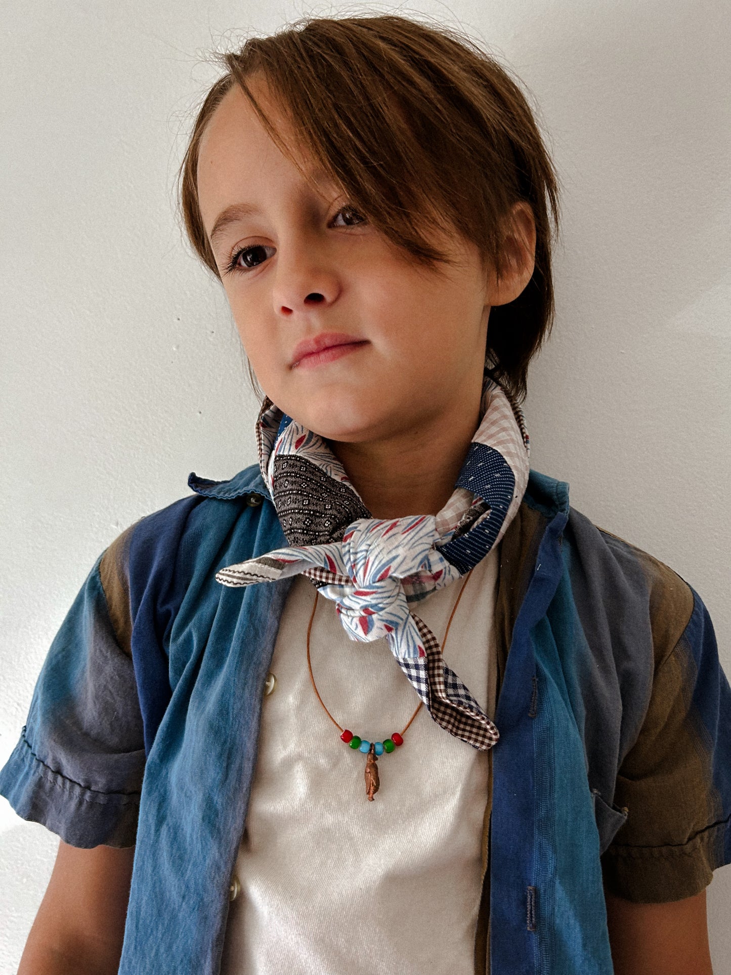 70s Short Sleeve Blue to Brown Top