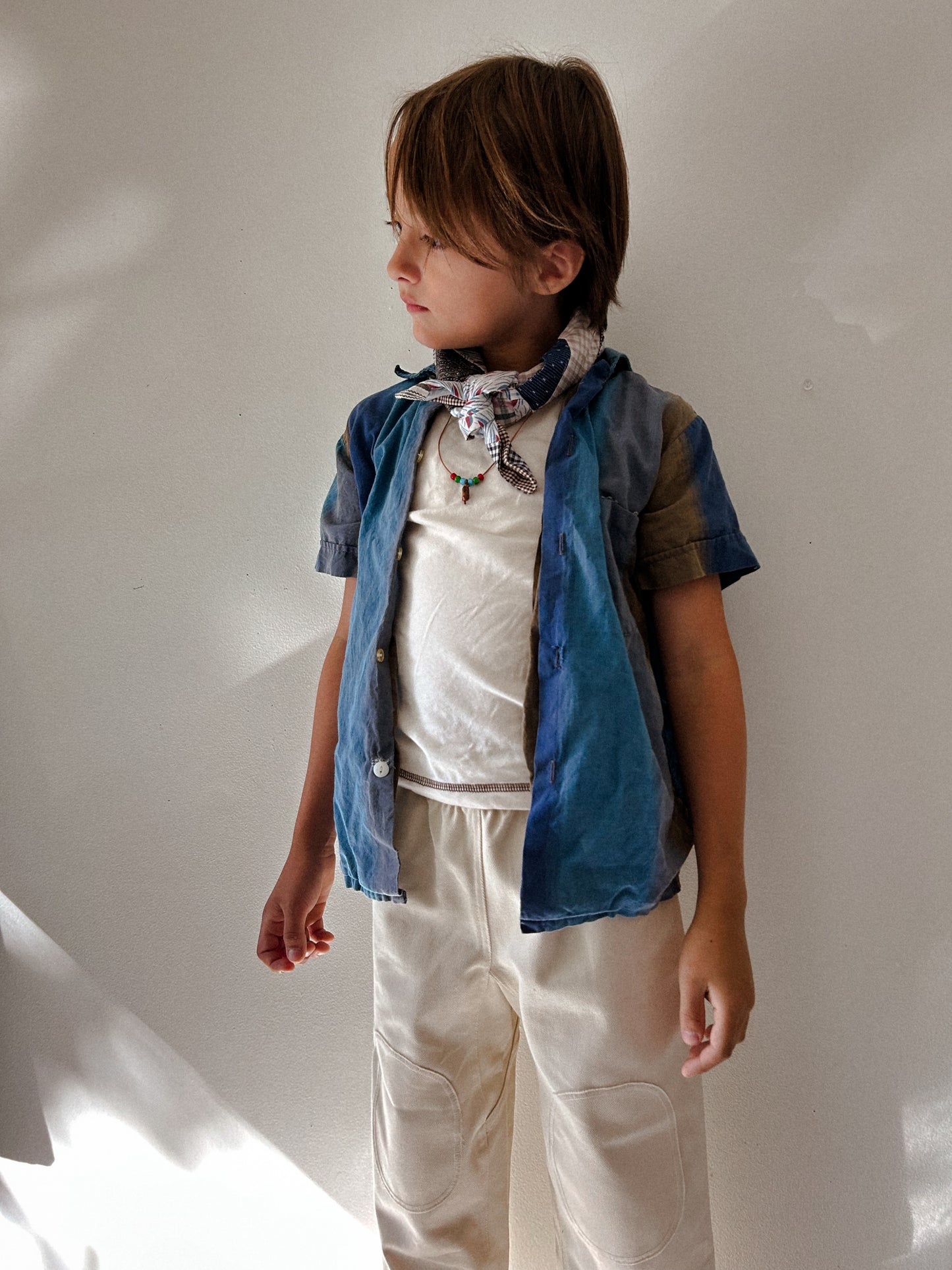 70s Short Sleeve Blue to Brown Top