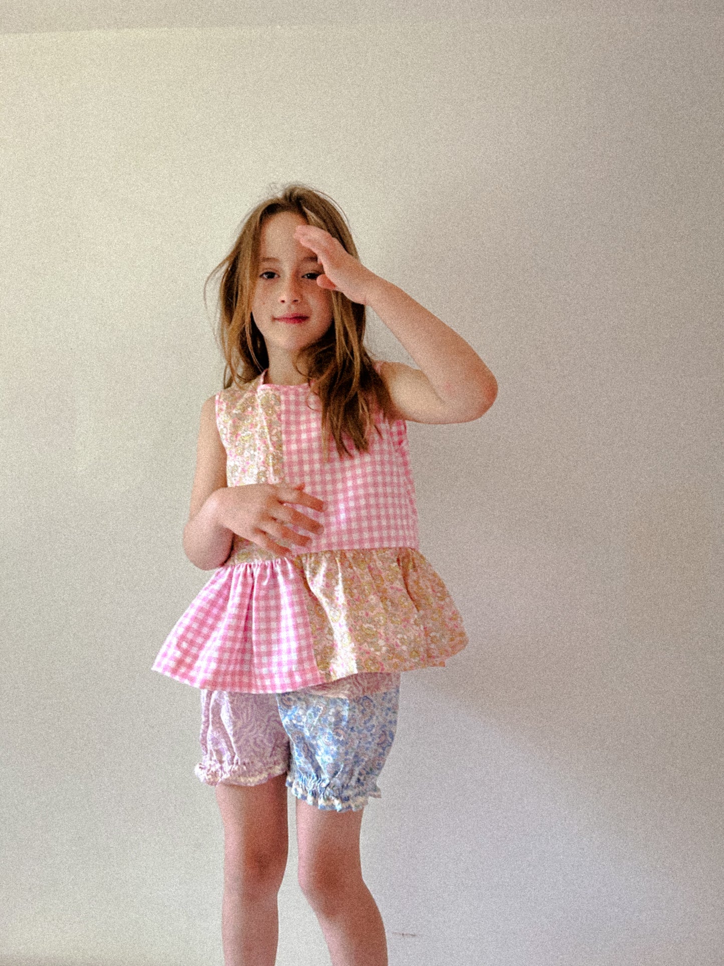 Ballet Shortie in Azul + Lavender Rose Patchwork
