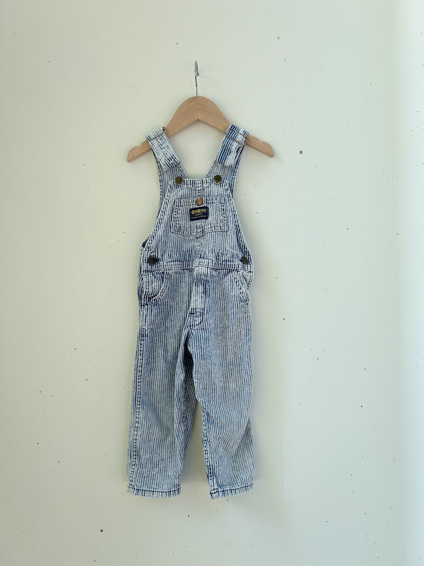 Vintage Acid Wash Hickory Striped Overalls