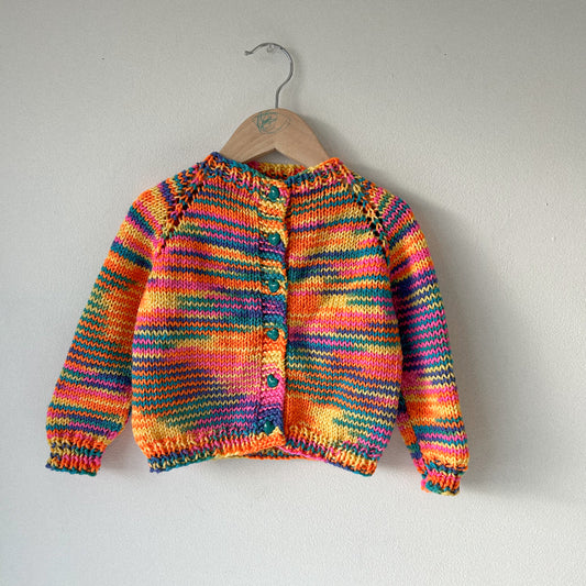 Bright Space Dye Handknit Cardigan