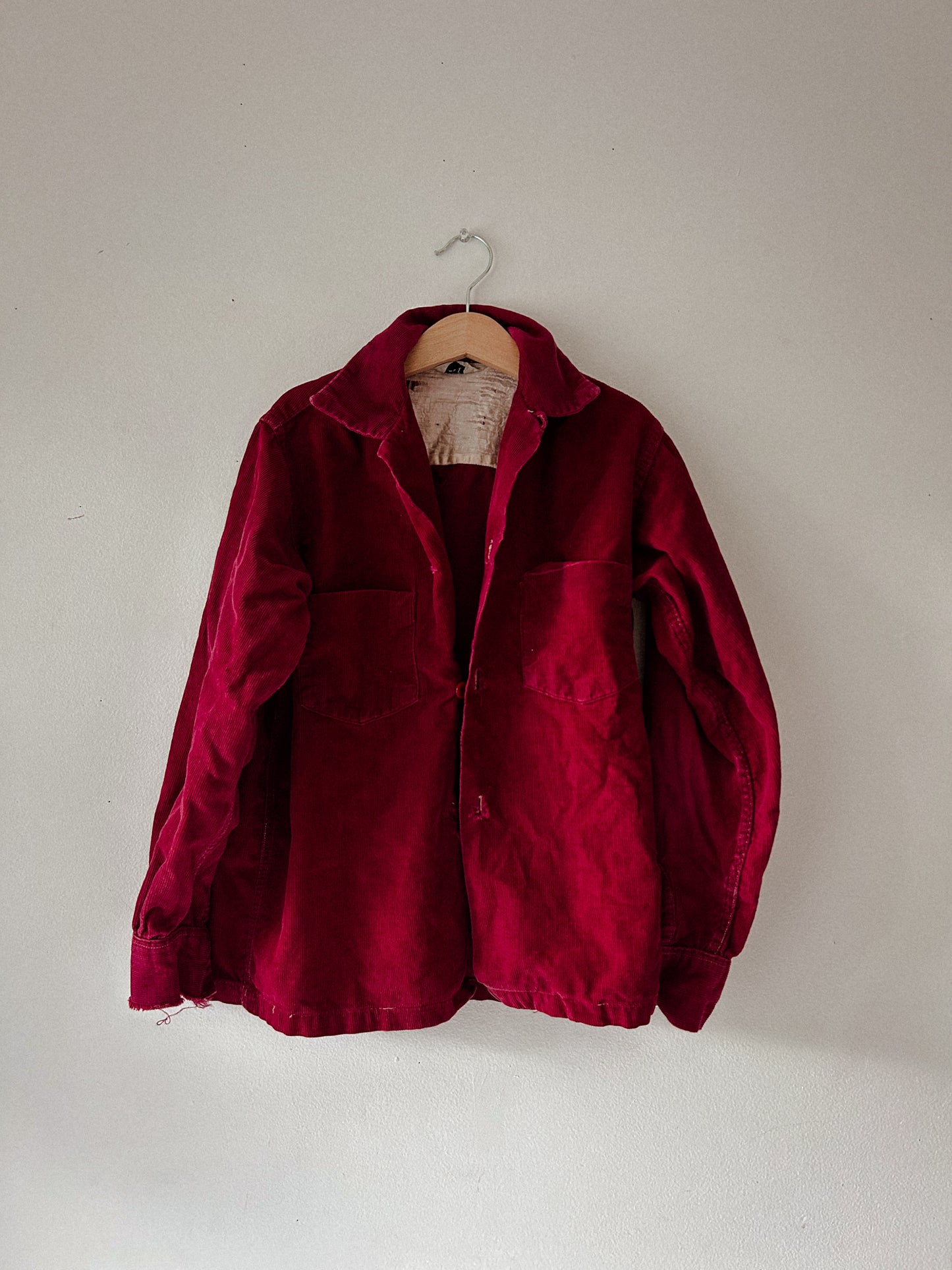 60s Cord Button Up in Wine