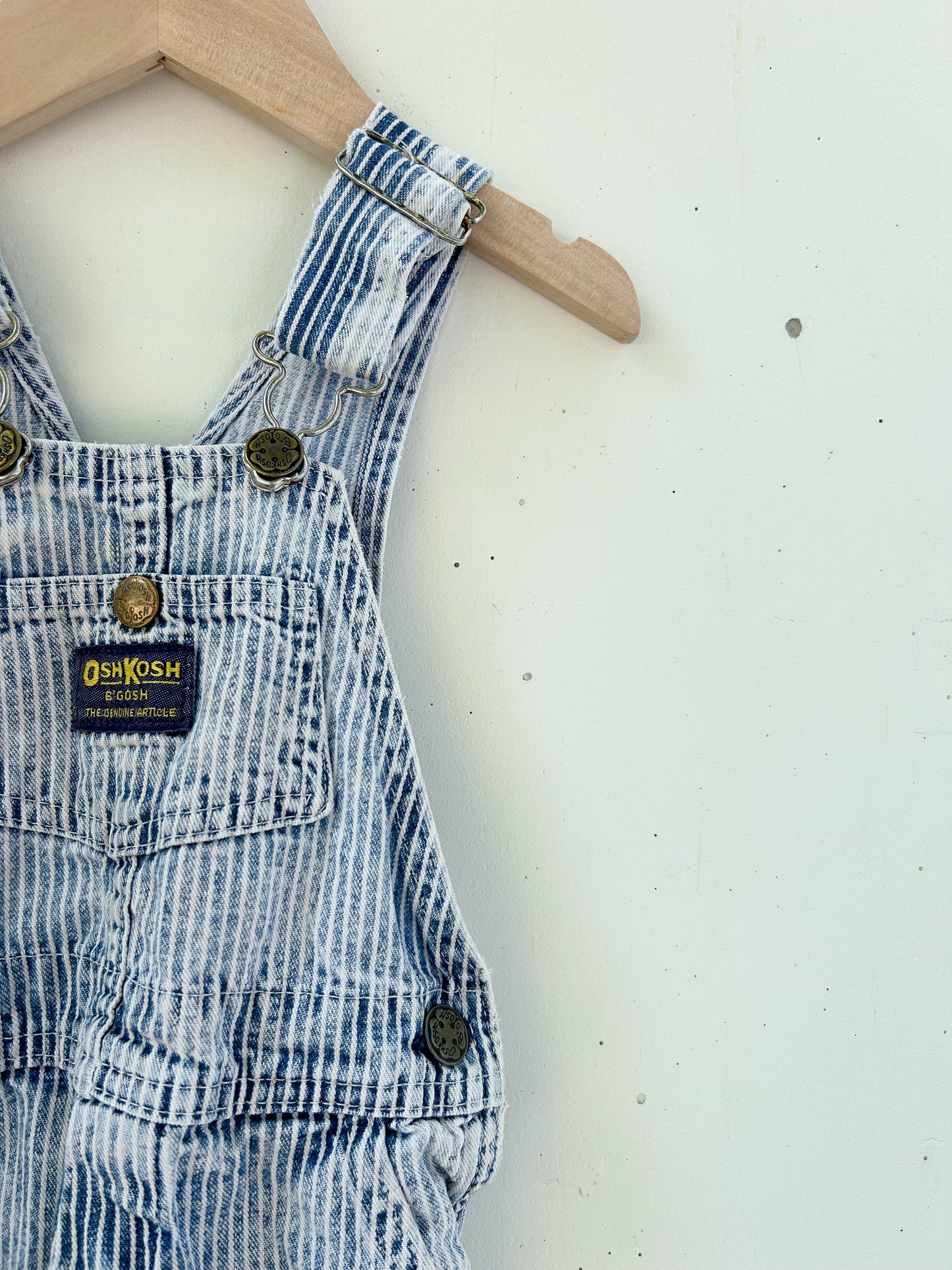 Vintage Acid Wash Hickory Striped Overalls