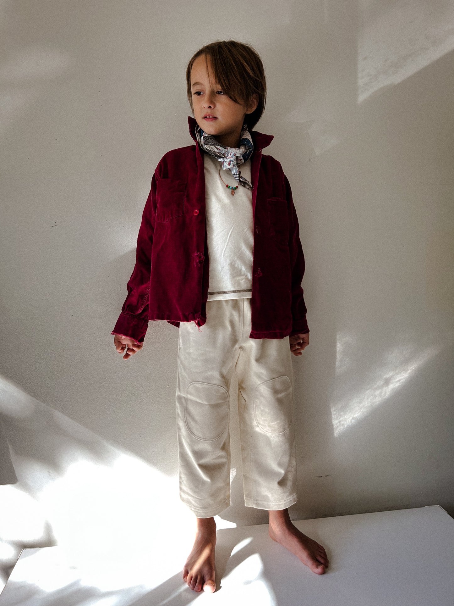 60s Cord Button Up in Wine