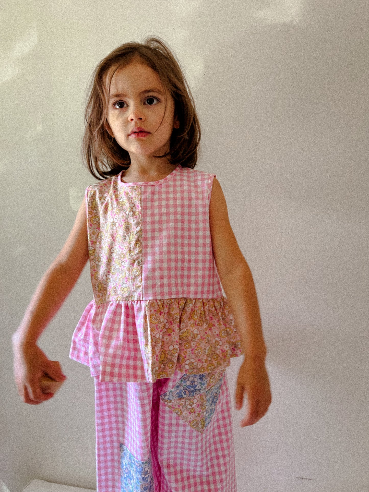 Hopscotch Tank in Pink Check & Sherbet