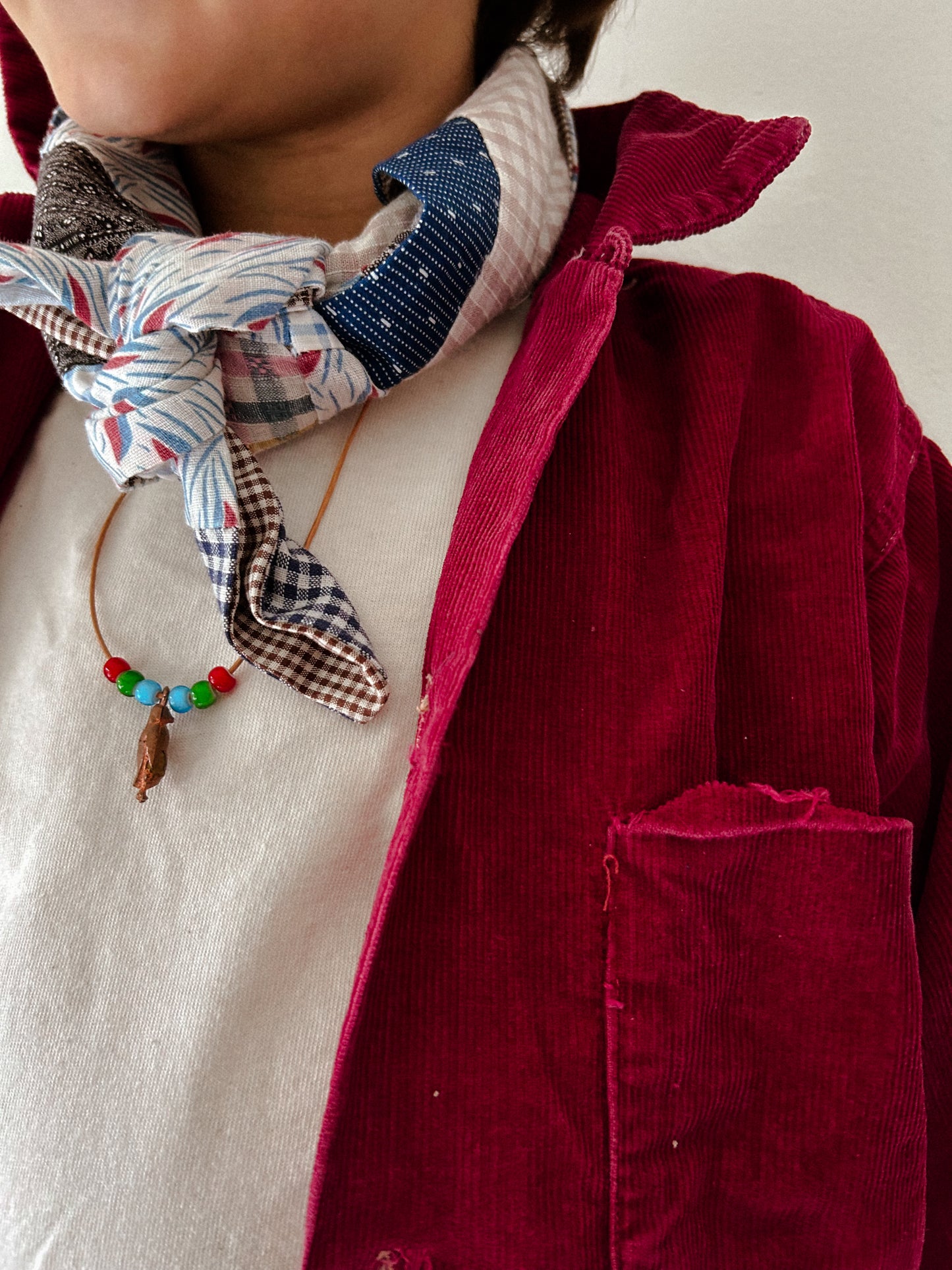 60s Cord Button Up in Wine
