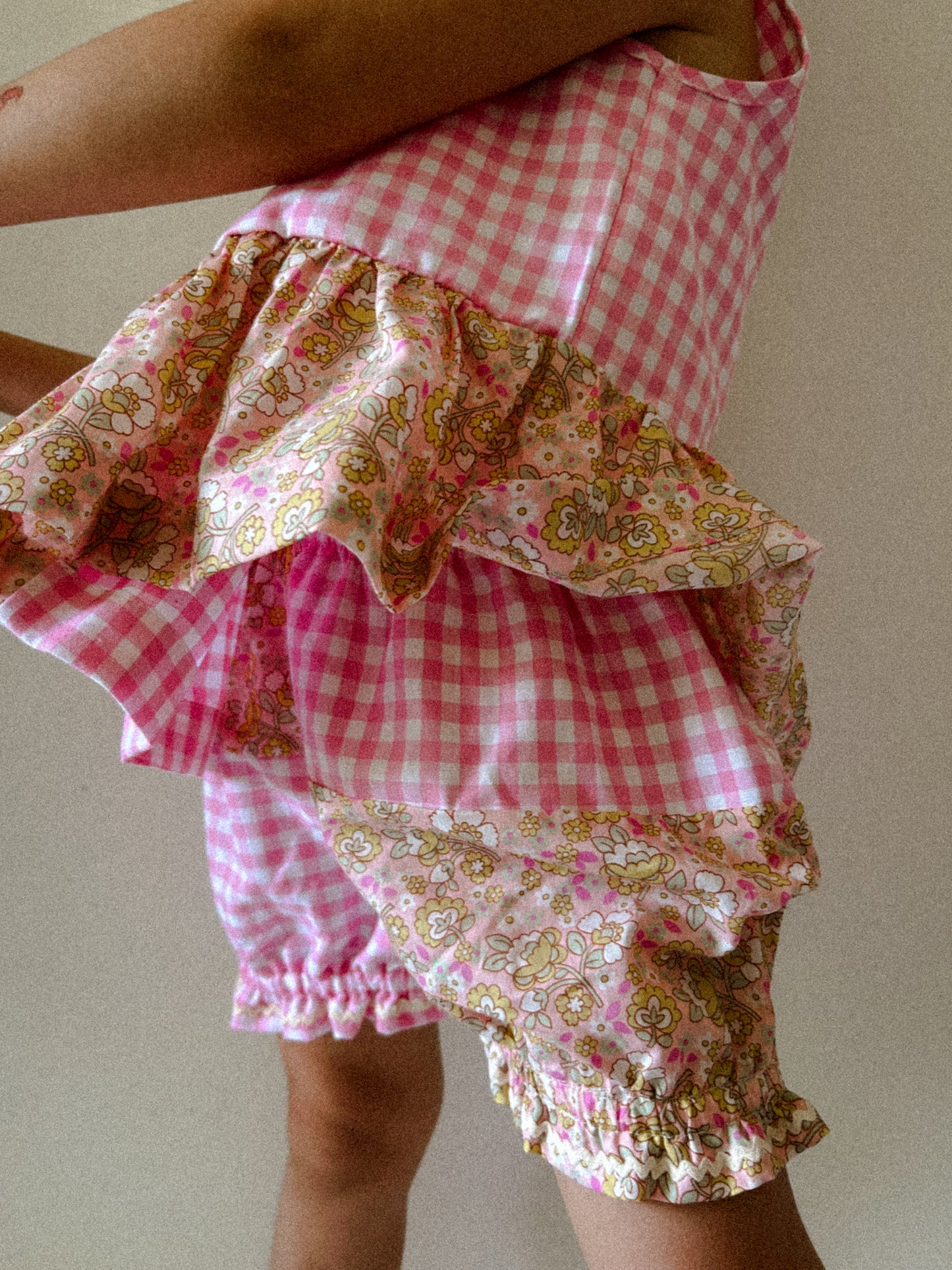 Ballet Shortie in Pink Check + Sherbert