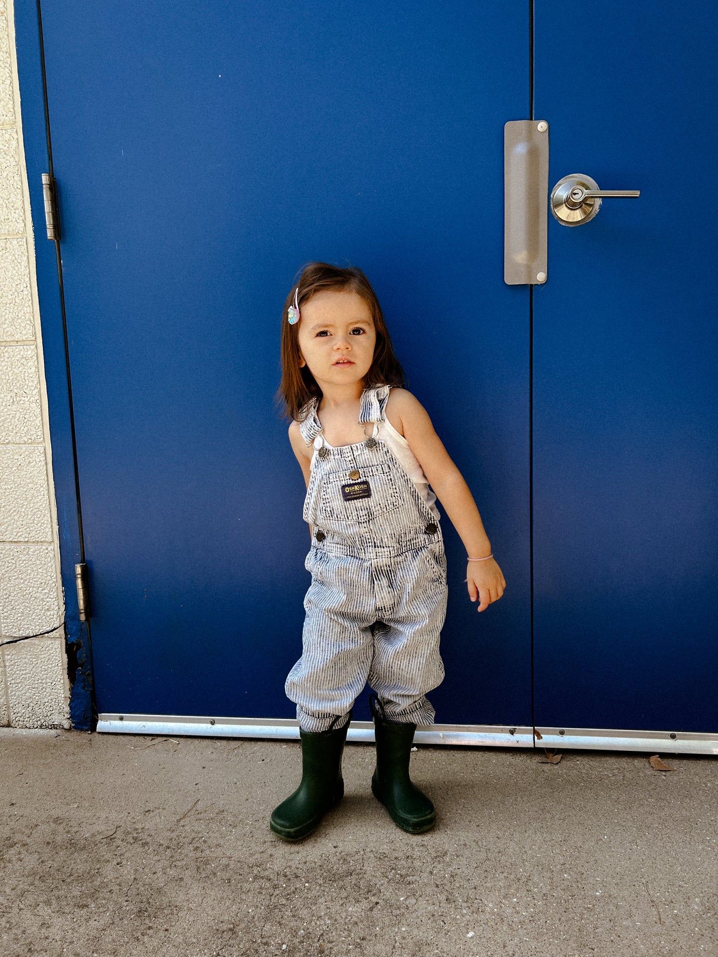 Vintage Acid Wash Hickory Striped Overalls