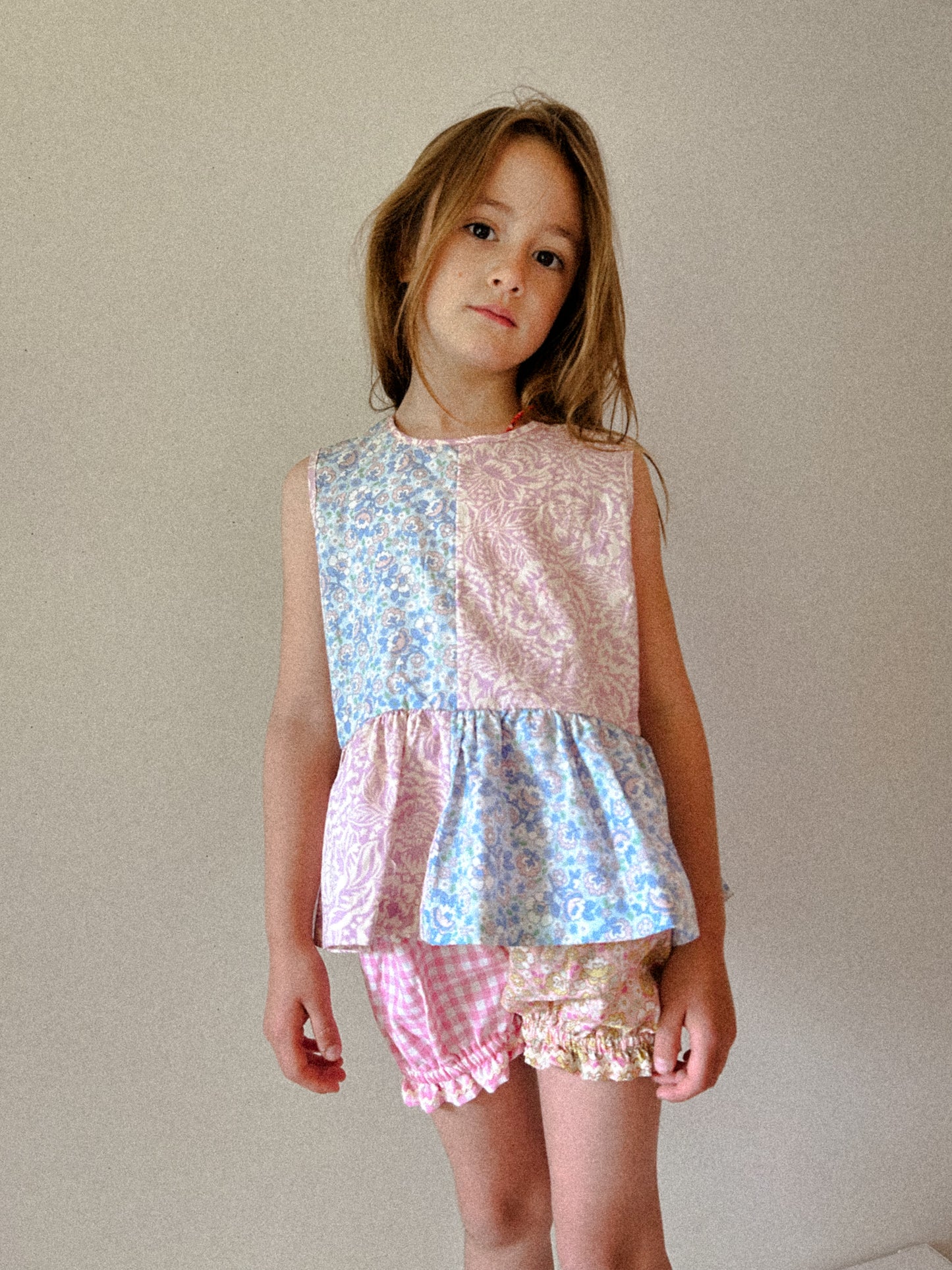 Hopscotch Tank in Azul & Lavender Rose